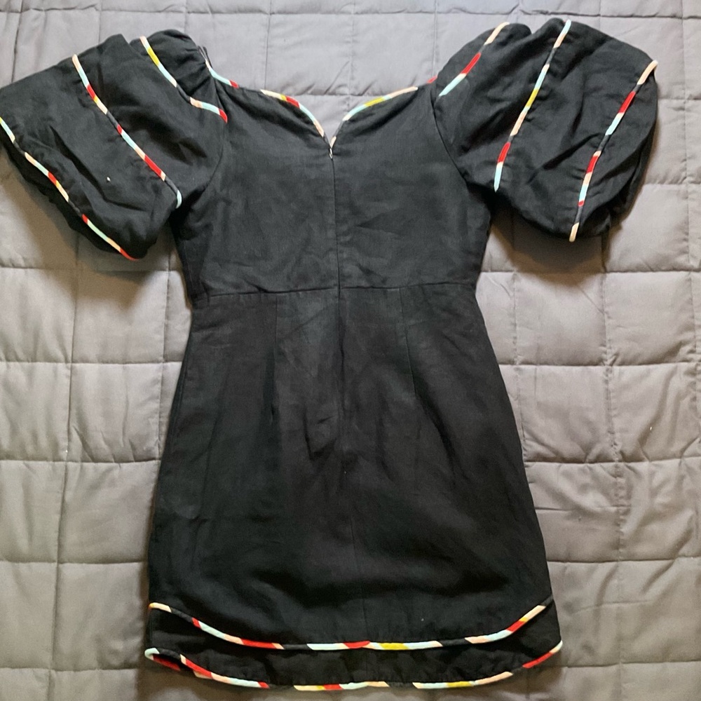 FARM Rio Black Colored Stripes Mini Dress Size Medium - Picture 2 of 13